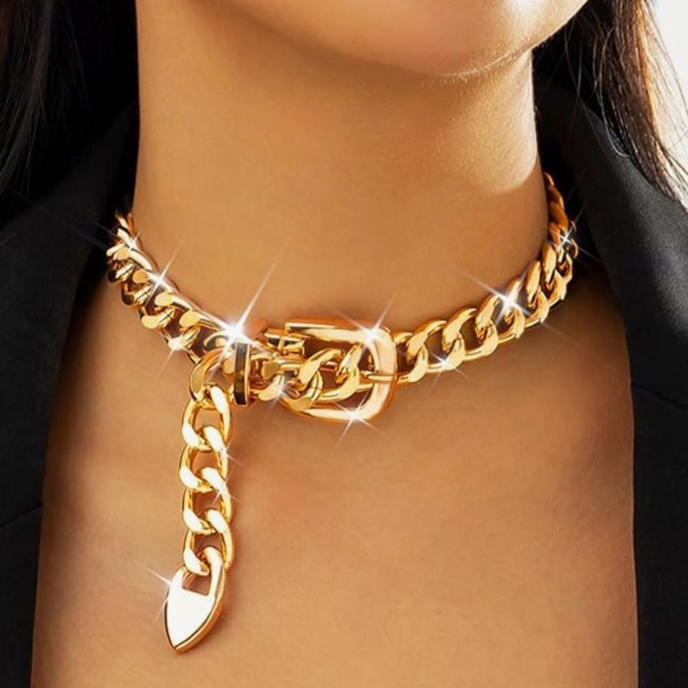Gold Chain Belt Choker Necklace